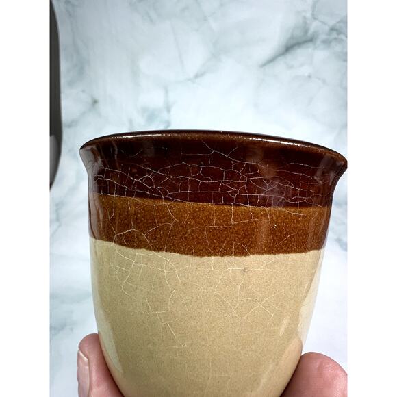Set of 8 MCM Tricolor Ceramic Pudding Bowls – Mid-Century Modern Brown & Tan - Picture 7 of 7